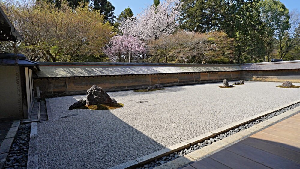 Japanese Dry Garden in Ryoan-ji Temple 