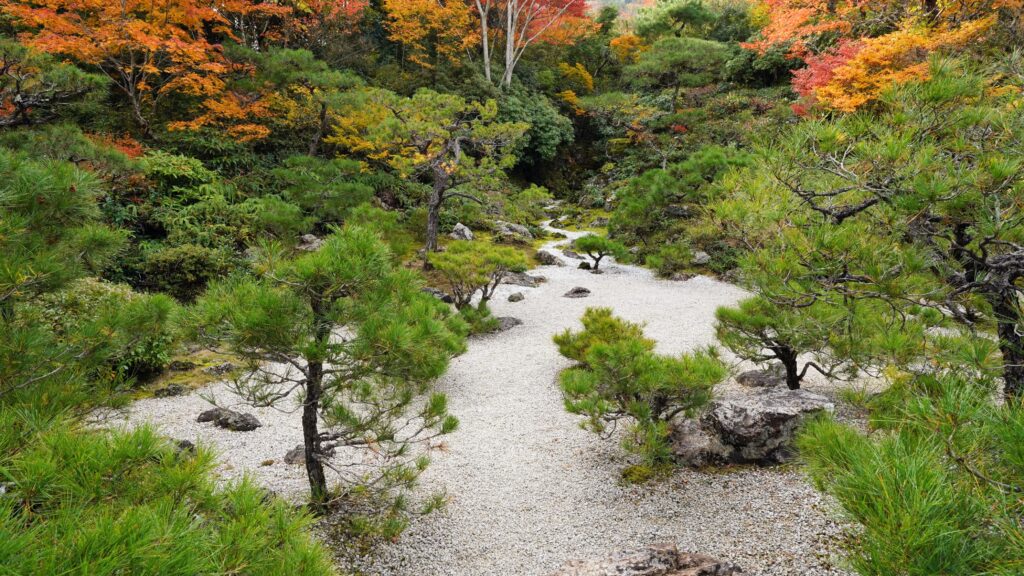 Japanese dry garden(Karesansui) in Okochi Sanso Garden